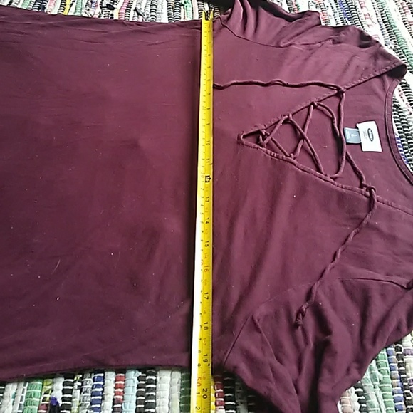 Old Navy Burgundy Lace Up Top - Picture 5 of 7
